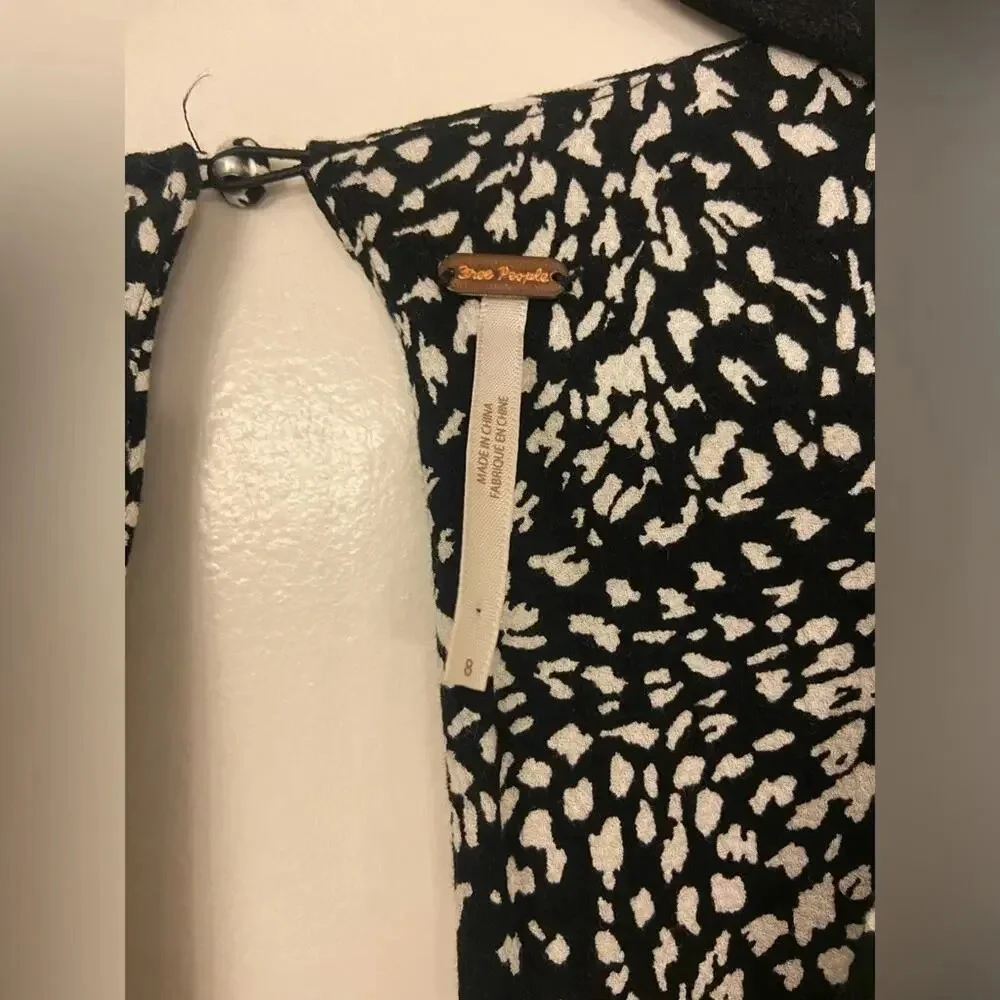 Free People Looking For Love Midi Dress Black & White Size 8